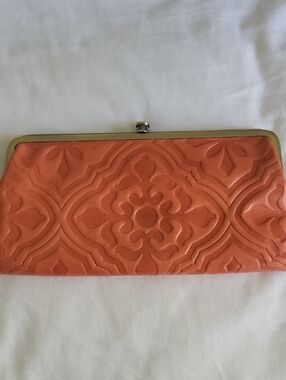 Hobo International Orange Embossed Leather Clutch Wallet - Women's Evening Bag